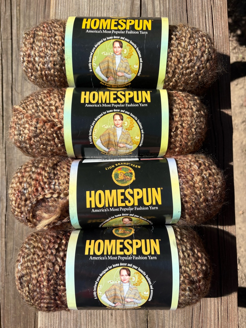 NWT Vintage Lot of 6 Full Skeins Lions Brand Homespun Yarn